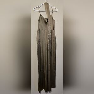 Express Satin Cowl Neck Olive Green Jumpsuit - XS